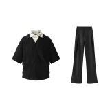 Имитация двухслойности, черная рубашка + черная юбка