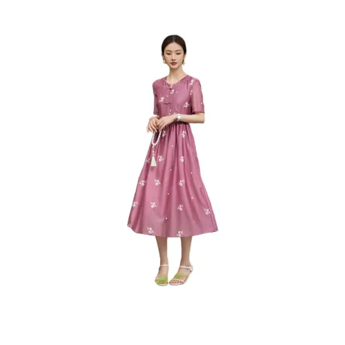 XWI Короткий рукав Платье Женское Фиолетовое