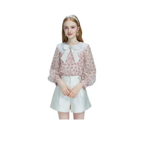 AIVEI Рубашка Женская Розовая с Цветочным