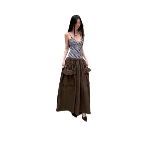 MORii Синий коричневый Женские Слиплатья