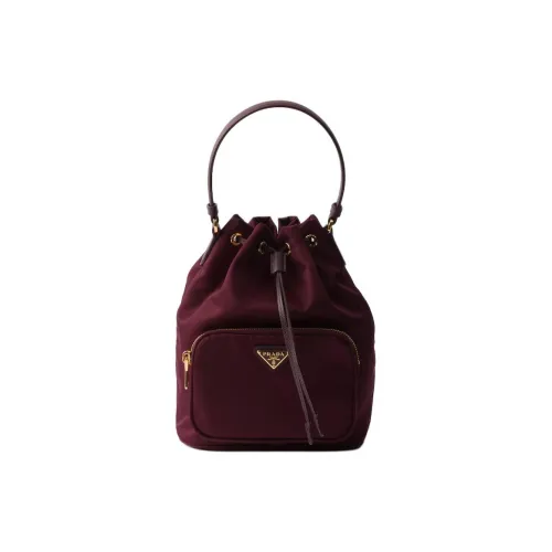 PRADA Duet Нейлоновая Сумка-ведро Сумка Стандартная Женская Бордово-красная