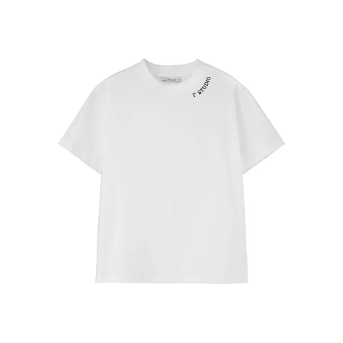 Fstudio Лето Petite Однотонный Минималистский стиль Круглый вырез Повседневный Короткий рукав T-рубашки Женские