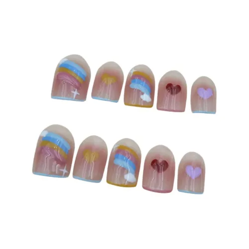 MONLEYTA 183 Конфетный цвет Радужный Короткий Квадрат Радужный Jump Цвет Милый