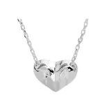 Простой текстурированный ожерелье в форме сердца - серебряное