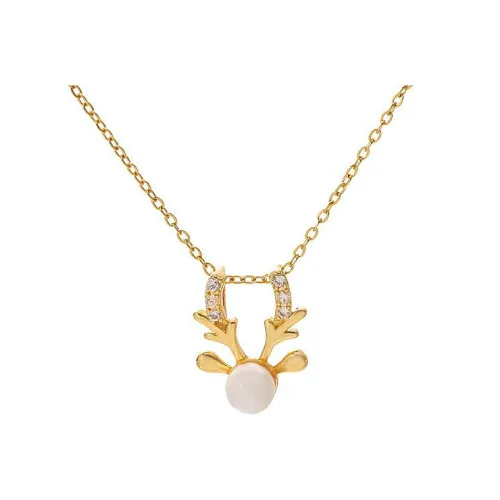 Floating Joy Титановая сталь Искусственный жемчуг Циркон Ожерелье Женское