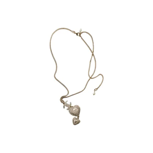 CHANEL COCO Металлик Glazed Жемчужный Искусственный жемчуг Стразы Ожерелья Женские Золотой