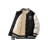 [Флисовая подкладка] Черный (Минималистский стиль Веселье Логотип на груди)