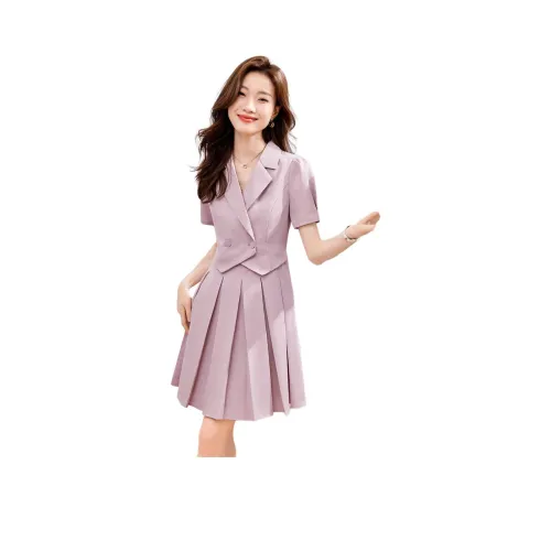 Mo Han Yi Mei Короткий рукав Платье Женское Розовое