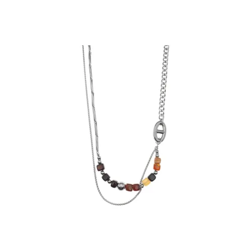 FOREVER MELODY Титановая сталь Камни Ожерелья Унисекс Серебряный