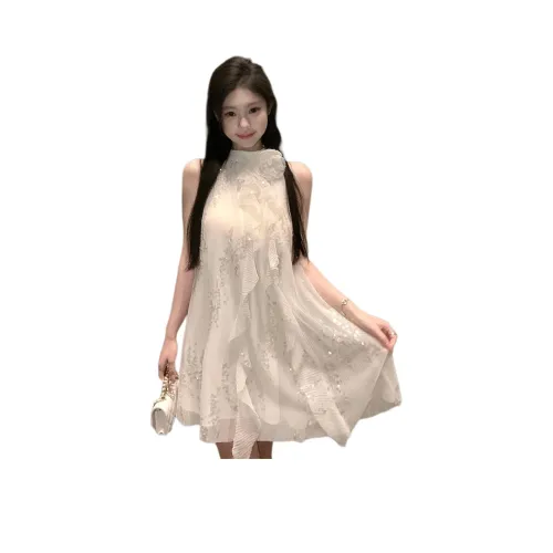 SKYA Без рукавов Платье Женское Абрикосовое