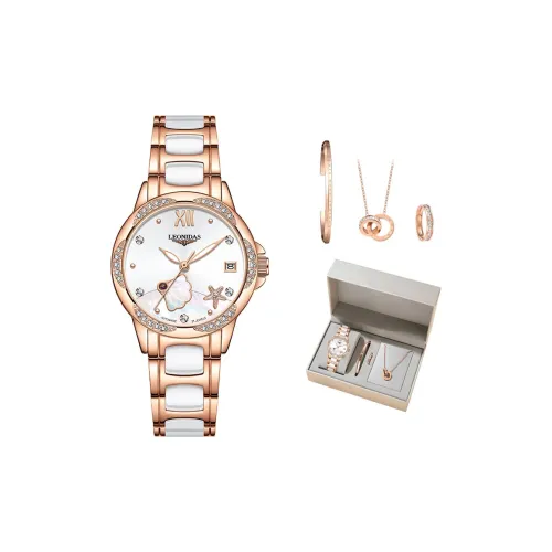 LEONIDAS Механический механизм нержавеющая сталь керамический ремешок женские часы белый циферблат