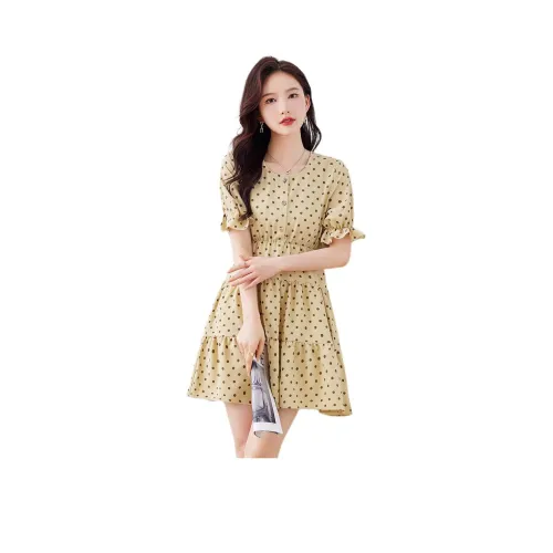 BALENO Короткий рукав Платье Женское Груша Белый