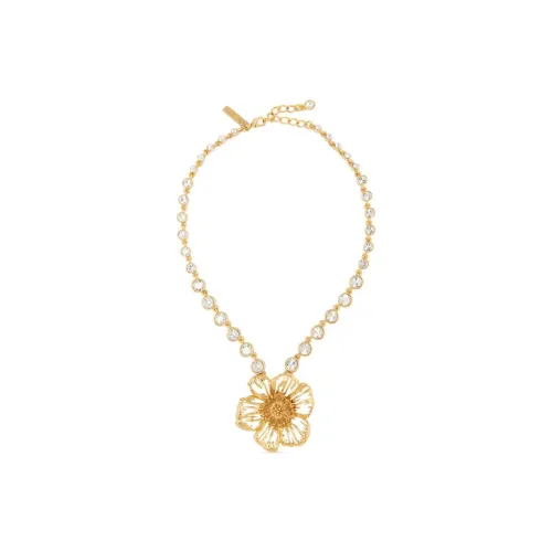 Оскар де ла Рента Олово Кристалл Латунь Золото Ожерелья Унисекс Золото