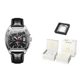 Черная кожа с черным циферблатом [стальной браслет + коробка]