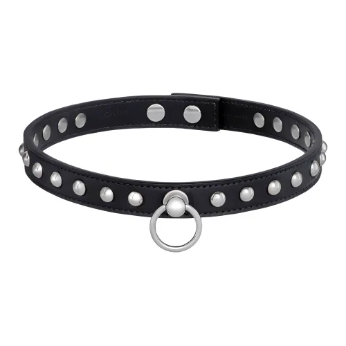 CELINE Телячья кожа Латунь Никель Ожерелье Мужской Черный