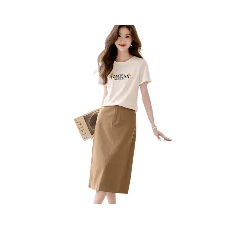 Mo Han Yi Mei Комплект с юбкой Женские Экрю Темный хаки