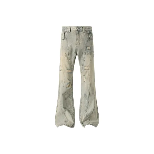 PILOTDRAGON SS25 Джинсы Унисекс Желтый Грязь