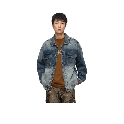 SONGS ALONG Denim Jacket Unisex Nostalgic Blue SONGS ALONG Деним Куртка Унисекс Ностальгический Синий