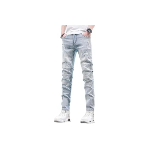 JIKENDI Светло-синие мужские джинсы