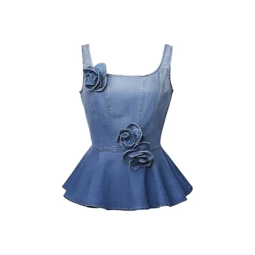 Leather Cat Blue Женские Платья без рукавов