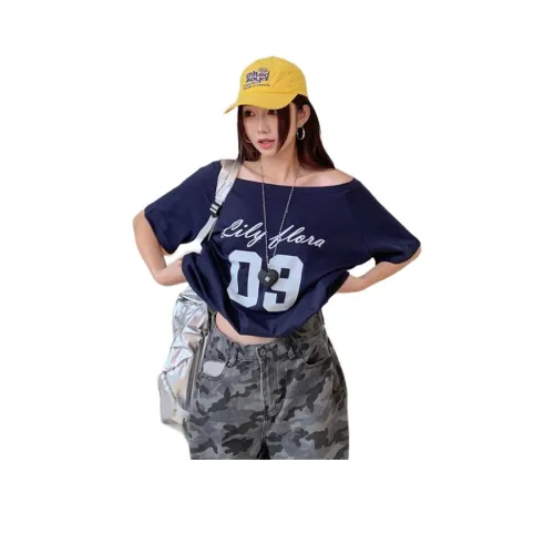 YINLEI Темно-синие Женские Футболки