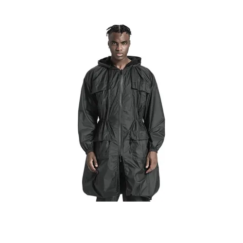 NORVINCY Черный воин Однотонный CORSET Windproof Hooded MID Длина Куртка Унисекс