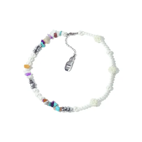 Get'em ON Серебряный самородок Титановая сталь Белый перламутр Ожерелья Унисекс