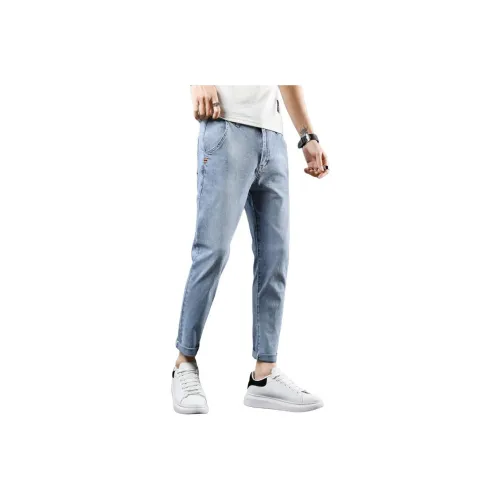 GOODHENLCE Джинсы унисекс голубо-серого цвета