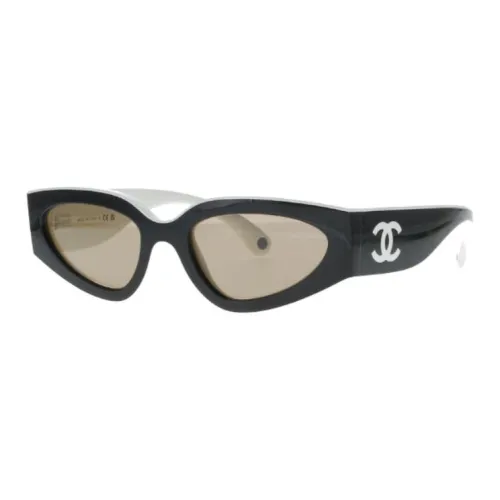 CHANEL Кошачий глаз Солнцезащитные очки Унисекс Черный Белый