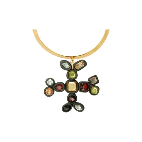 TORY BURCH 18K золото покрытие латунь смола стекло Crystal Necklaces женские многоцветный