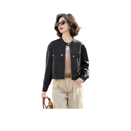 Yi Mengyuan Кожа Куртка Пальто Женские