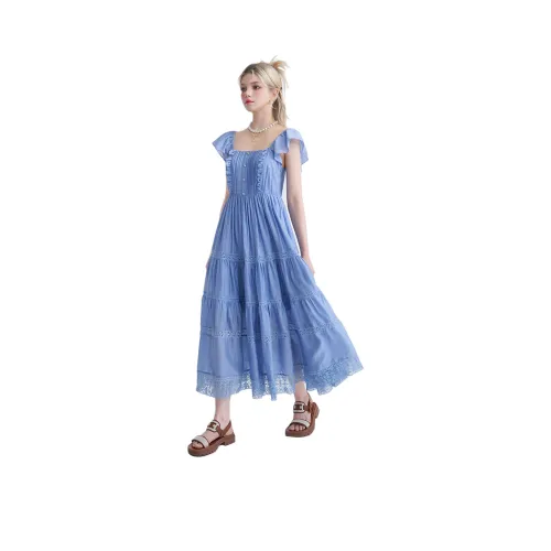 JORYAweekend Короткий рукав Платье Женское Синий Фиолетовый