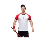 Белый, цветовой блок, красный, одиночная упаковка, рубашка с коротким рукавом.