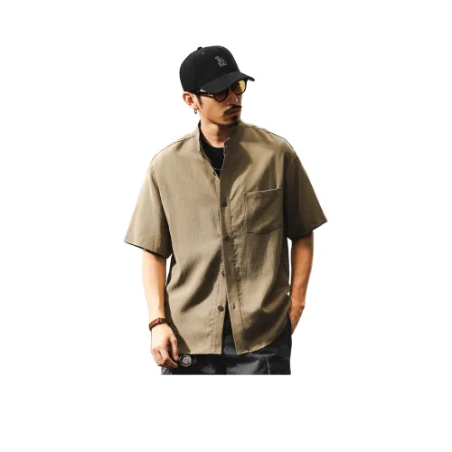 JIELEINUO Хаки Мужские Рубашки