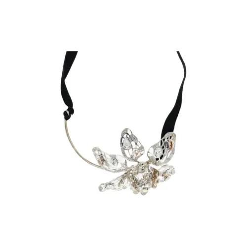 Lanvin Латунь Cotton Rhinestone Glass Necklaces Women's Silver