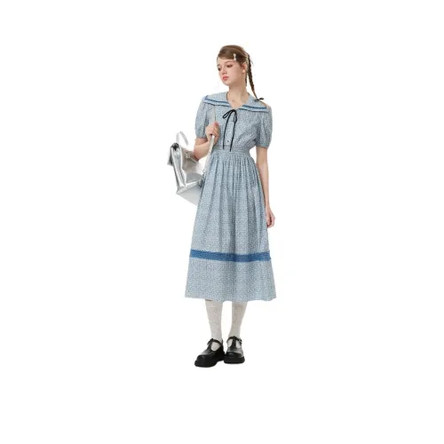 JORYAweekend Короткий рукав Платье Женское Синий