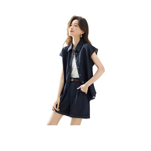 Mo Han Yi Mei Повседневный костюм женский темно-джинсовый синий