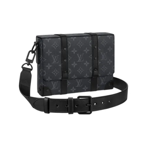 LOUIS VUITTON Основная часть покрыта холстом с кожаными вставками цветовая схема "Моно" курьерская сумка сумка через плечо мужская черная