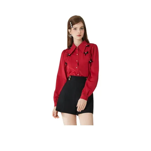 AIVEI Бургундские Женские Рубашки