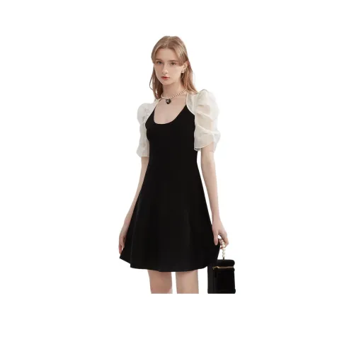 Caroline Короткий рукав Платье Женское Черное