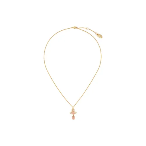 Vivienne Westwood Латунь Saturn Инкрустированный Подвеска Ожерелье Унисекс Золото Розовое Золото