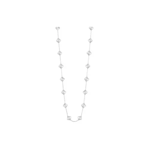 Van Cleef Arpels Alhambra Four Leaf Lucky Series 18К Белое золото Ожерелье Женское