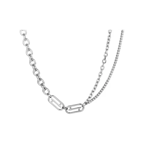 FOREVER MELODY Титановые стальные ожерелья унисекс серебряные