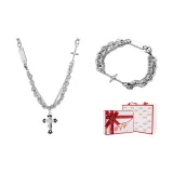 【Сладкая Любовь Подарочная Коробка】Крест Ожерелье + Браслет