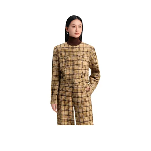 Blood Glitter Куртки Пальто Женские Желтая Клетка