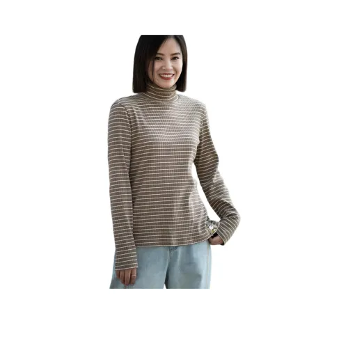 Be Kind T-Shirt Женская Коричневый Белый Полосы