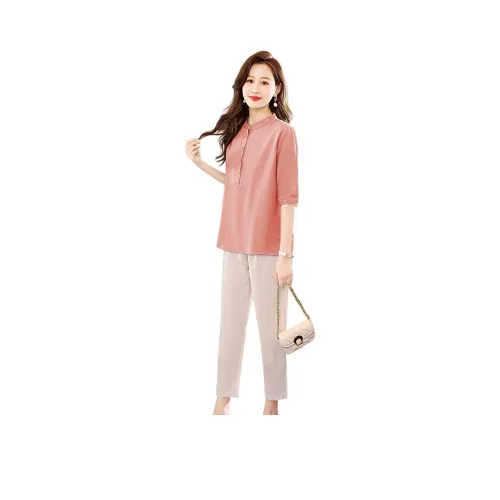 IVENI SS24 Повседневный костюм женский розовый топ белый низ