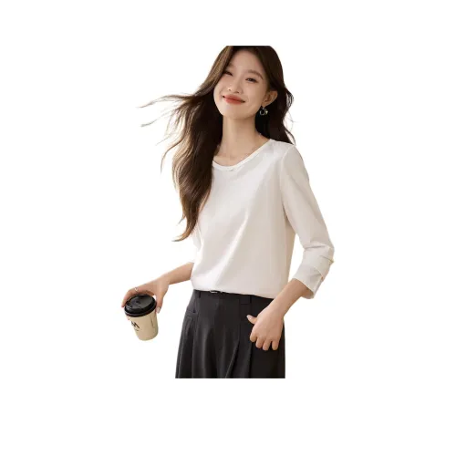 Mo Han Yi Mei Стандартная T-рубашка Женская Натуральный Белый