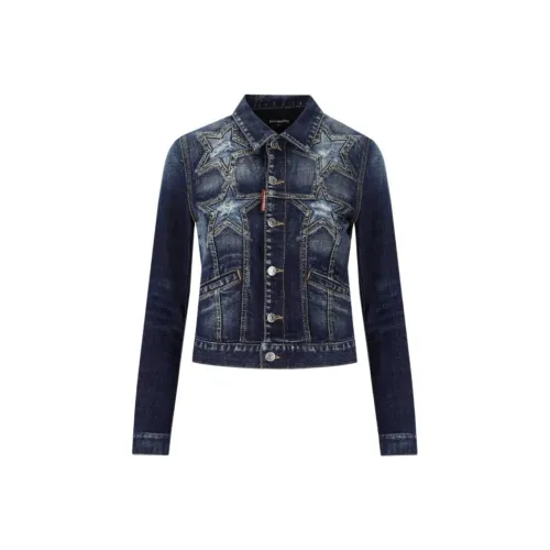 DSQUARED 2 Средний Супер Звезда Wash Классический Джинсы Куртка Куртки Пальто Женские Синий