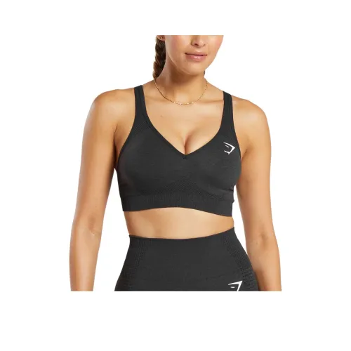 GYMSHARK VITAL Бесшовный V-образный вырез Спортивное белье Женское Черный Marlstone